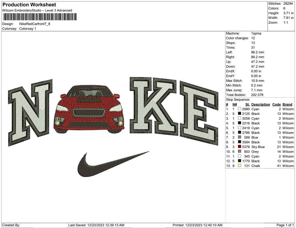 Nike Red Car front