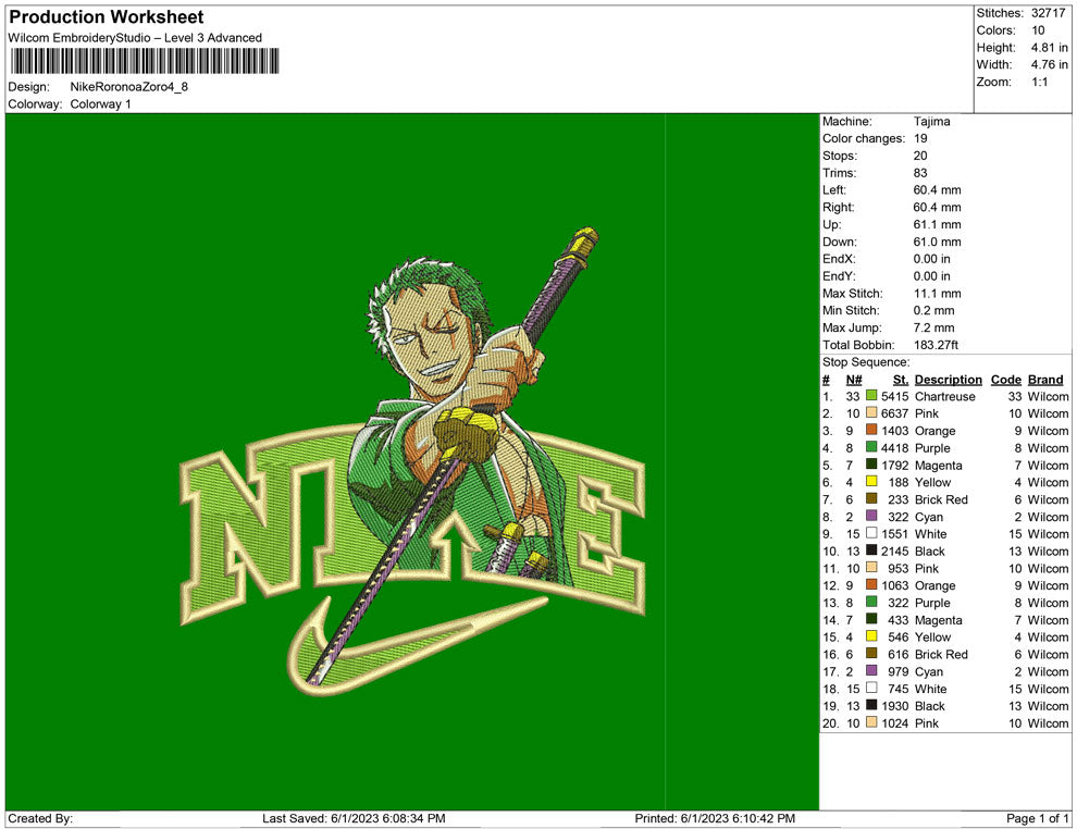 Nike Roronoa Zoro