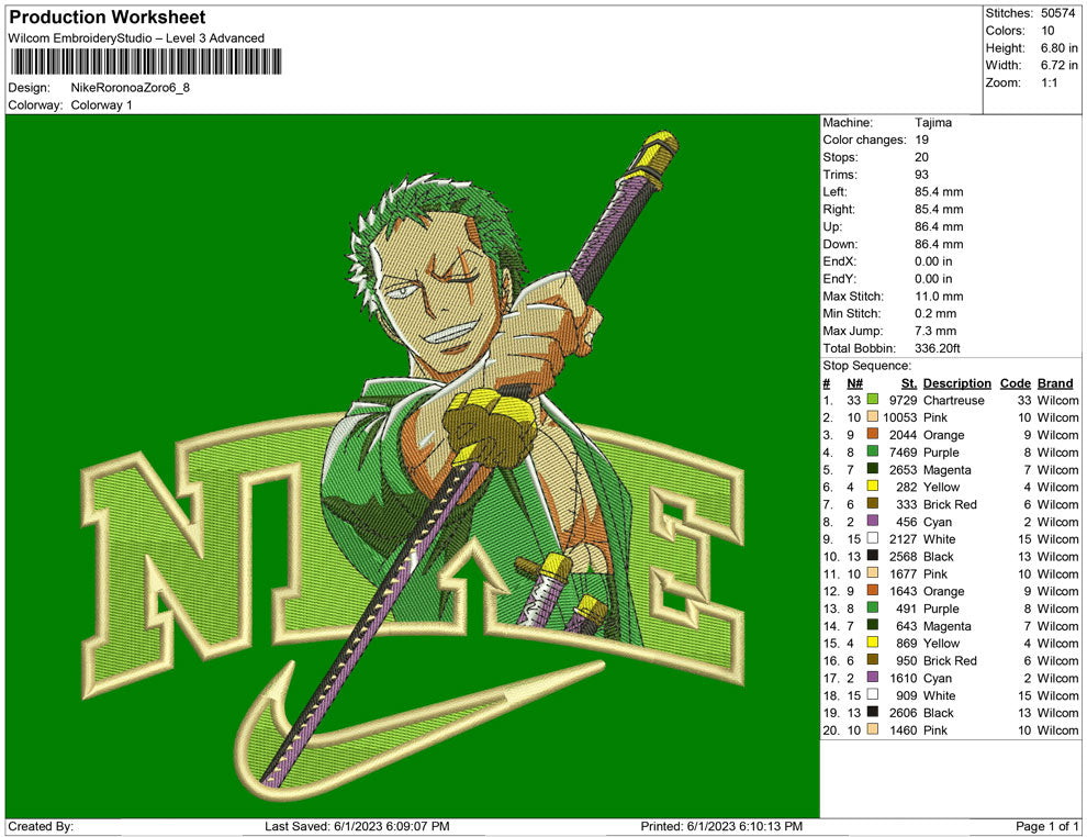 Nike Roronoa Zoro