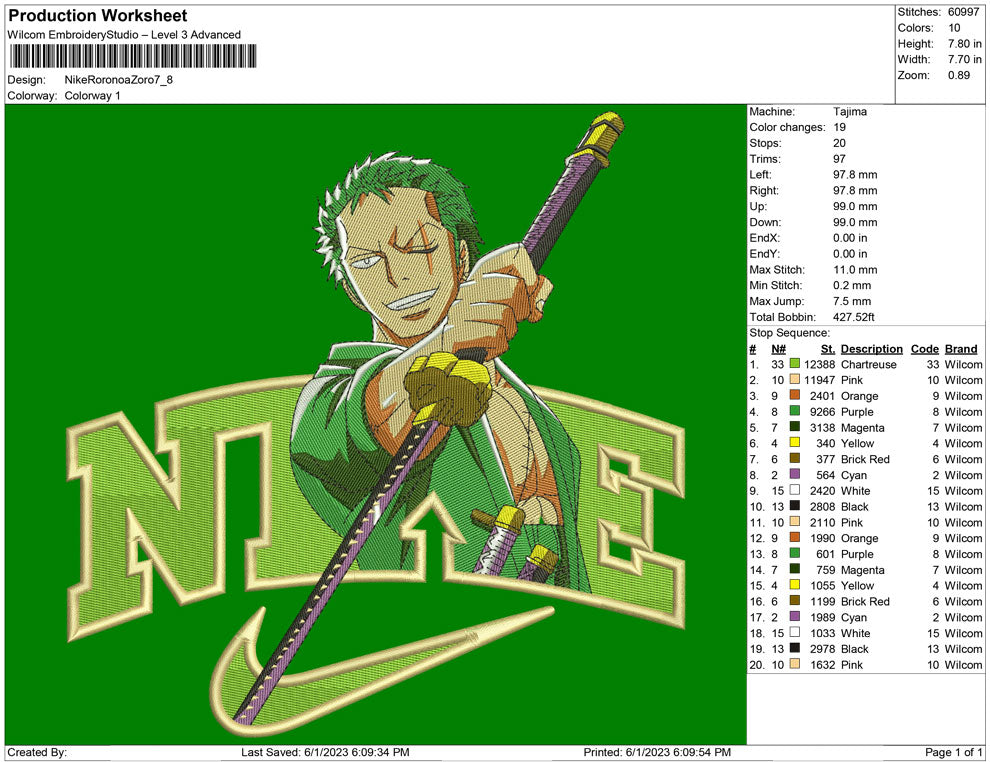 Nike Roronoa Zoro