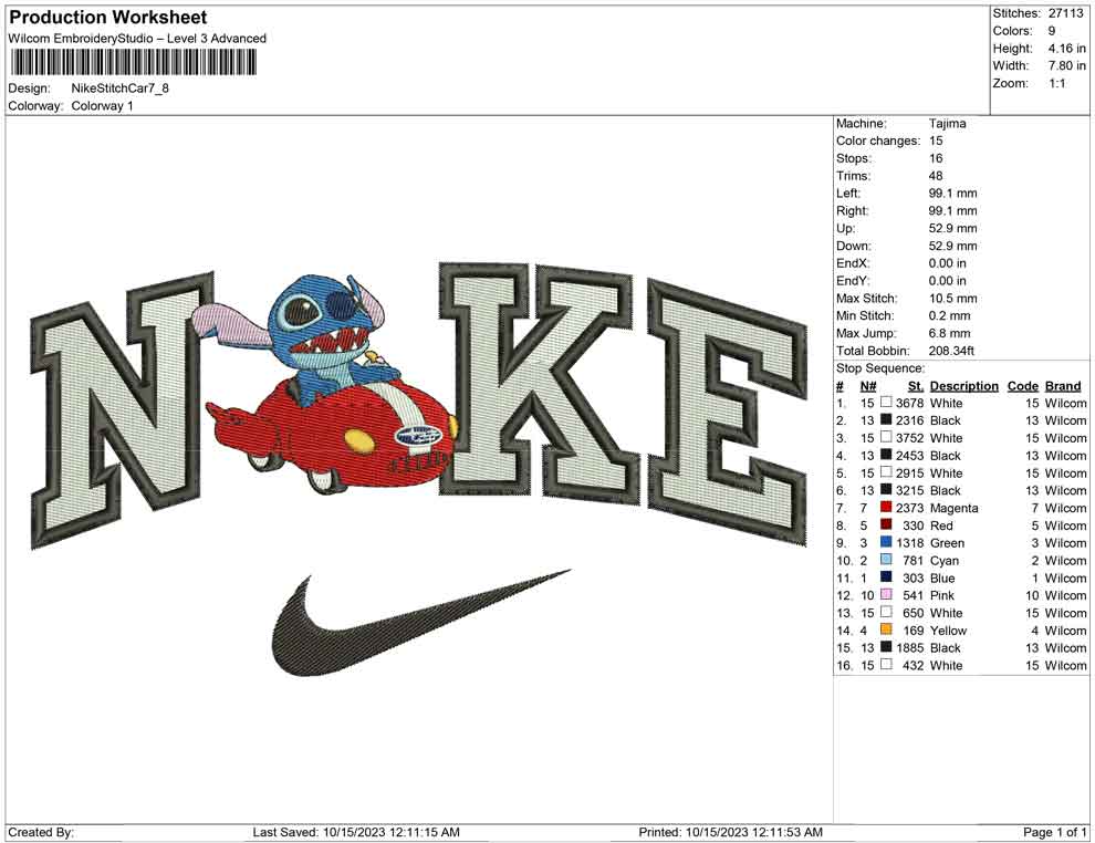 Nike Stitch And car
