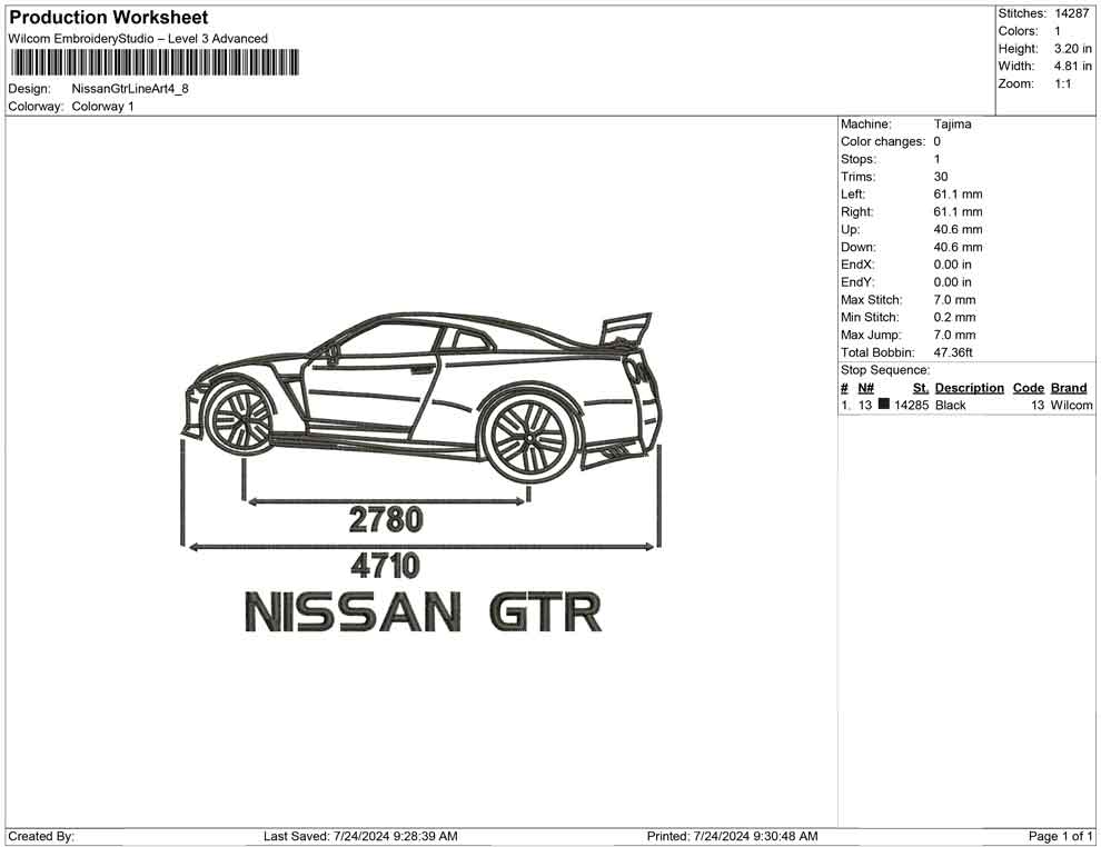 Nissan GTR Line Art