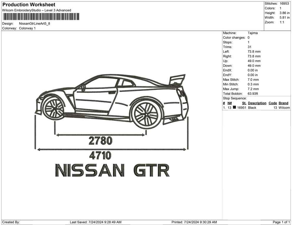 Nissan GTR Line Art