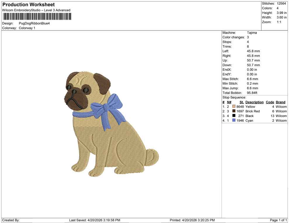 Pug Dog Ribbon Blue