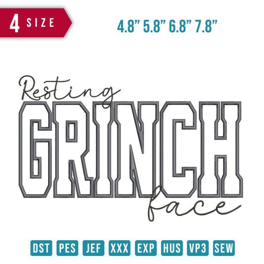 Resting Grinch Applique  satin