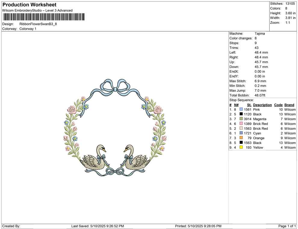 Ribbon Flower Swan B