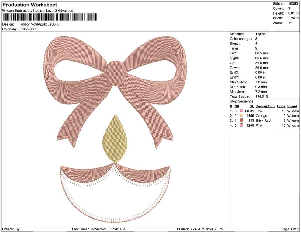 Ribbon Motif Applique B