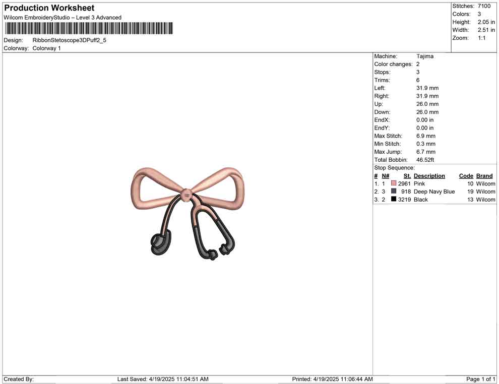 Ribbon Stetoscope 3D Puff