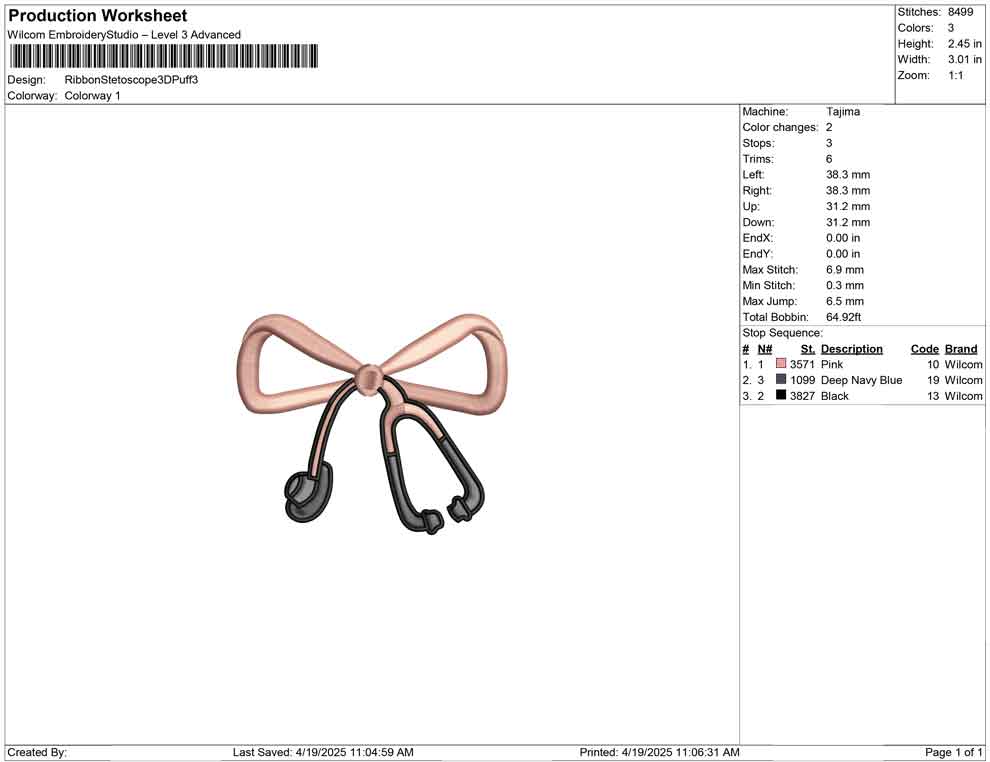 Ribbon Stetoscope 3D Puff