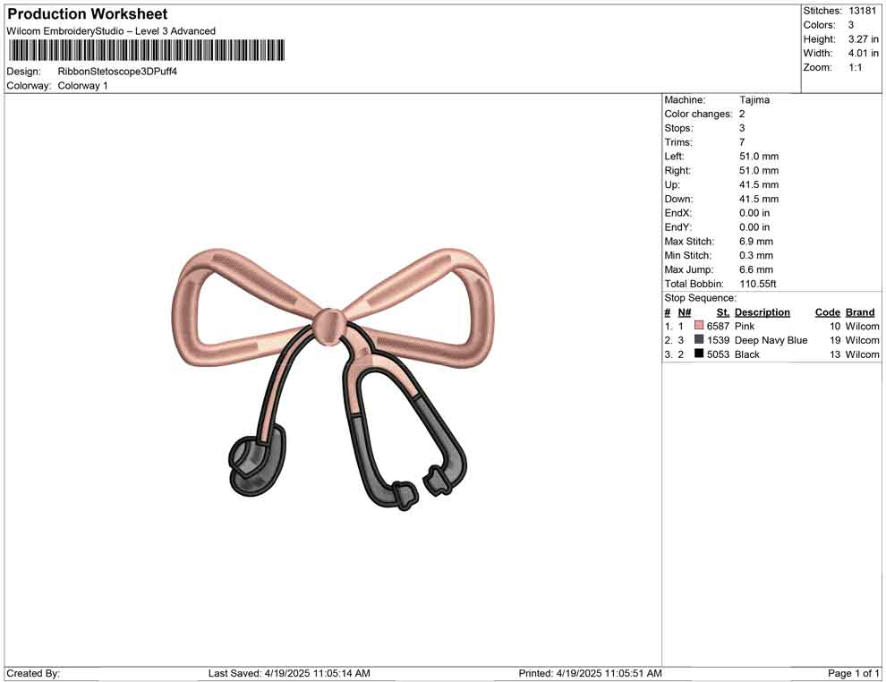 Ribbon Stetoscope 3D Puff