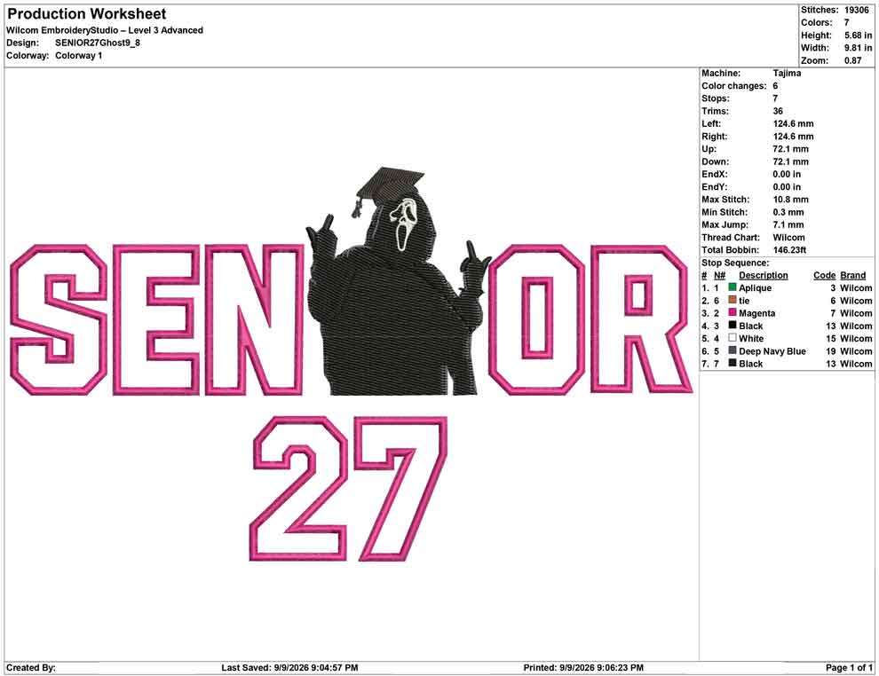 SENIOR 27 Ghost Applique