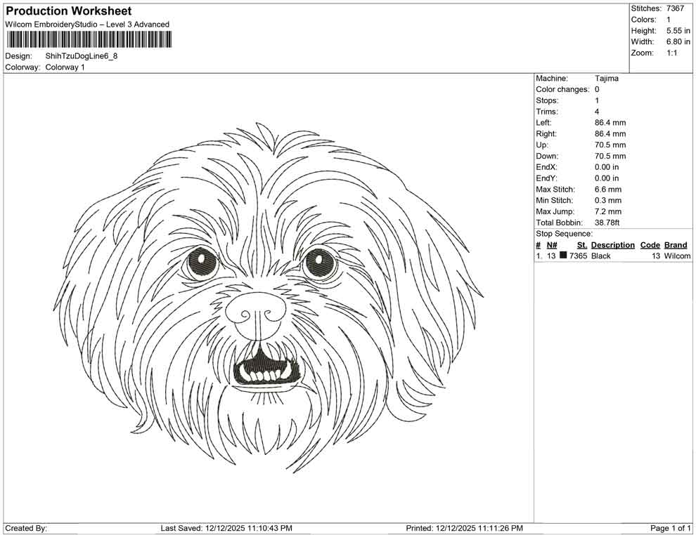 Shih tzu Dog line Art