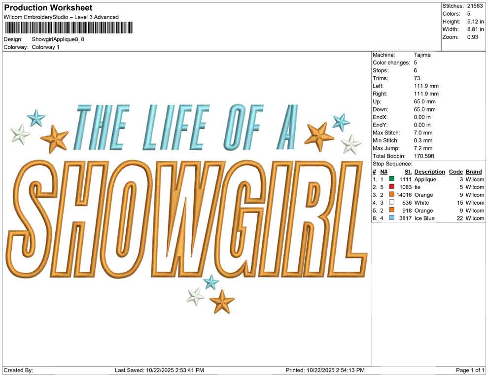 Showgirl Applique