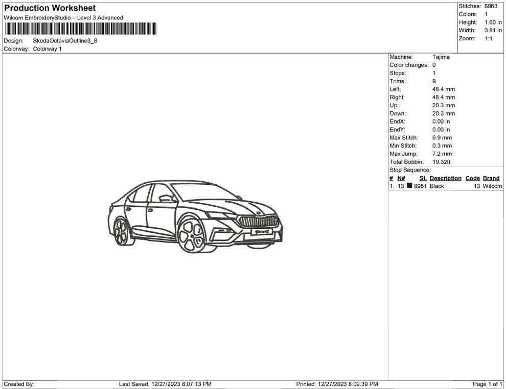 Skoda octavia car outline