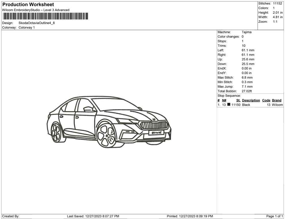 Skoda octavia car outline