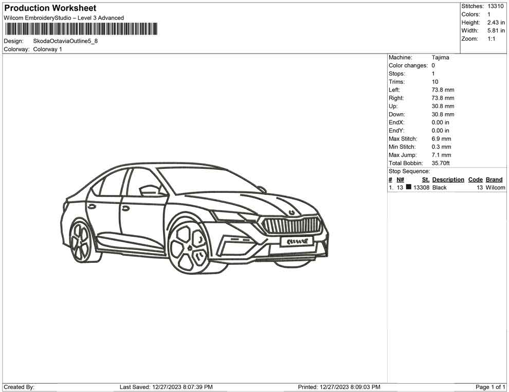 Skoda octavia car outline