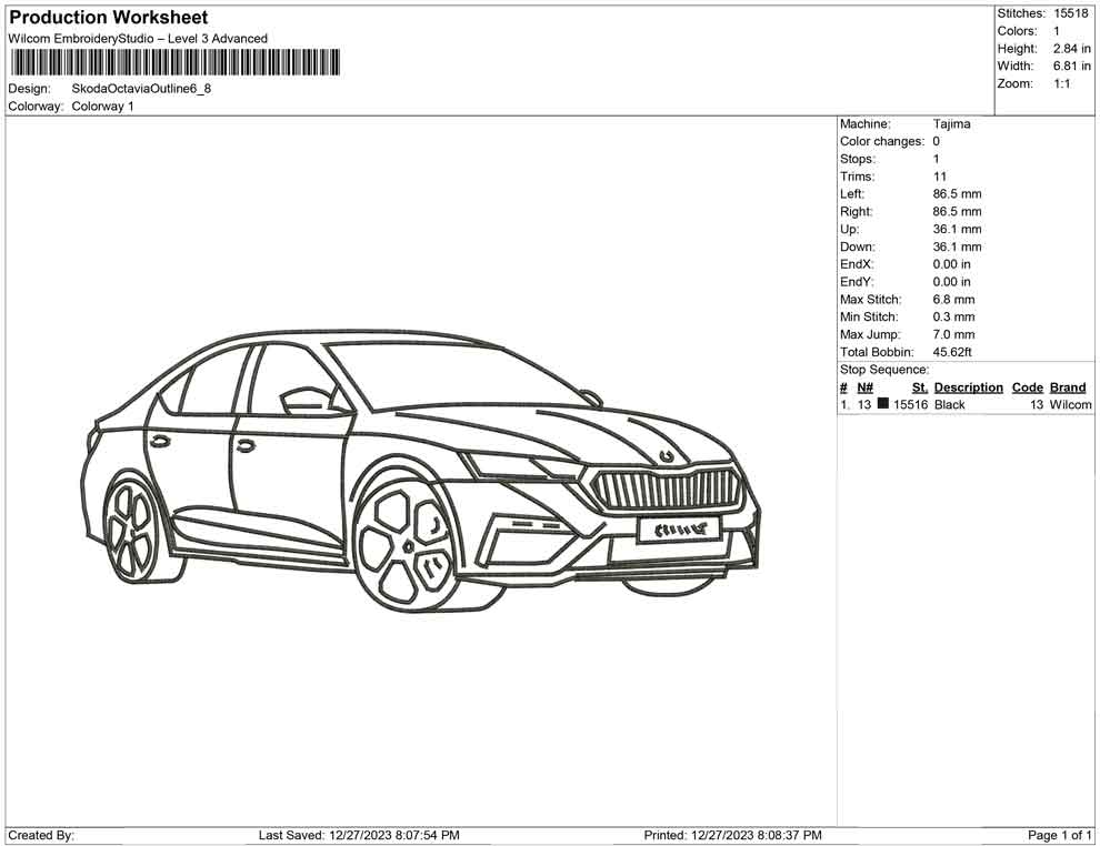Skoda octavia car outline