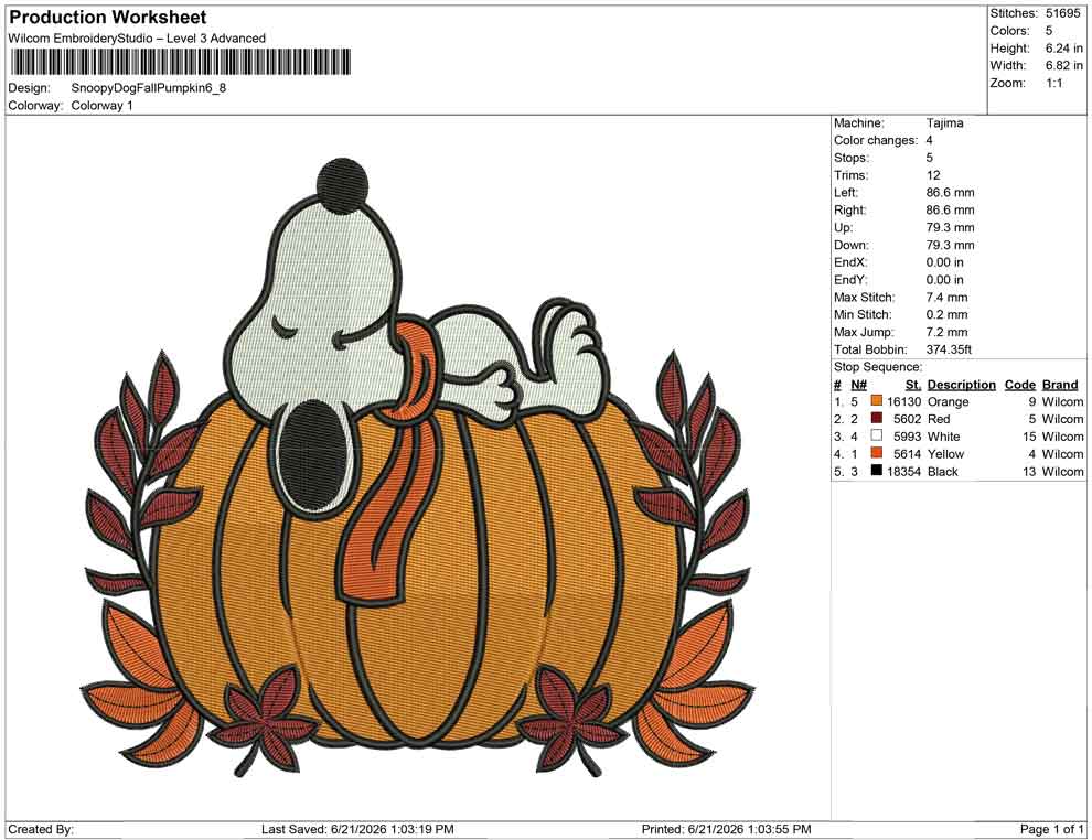 Snoopy Dog Fall Pumpkin