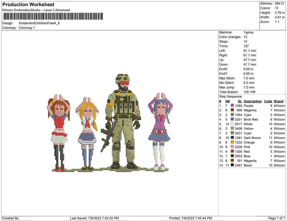 Soldier and children pixellete