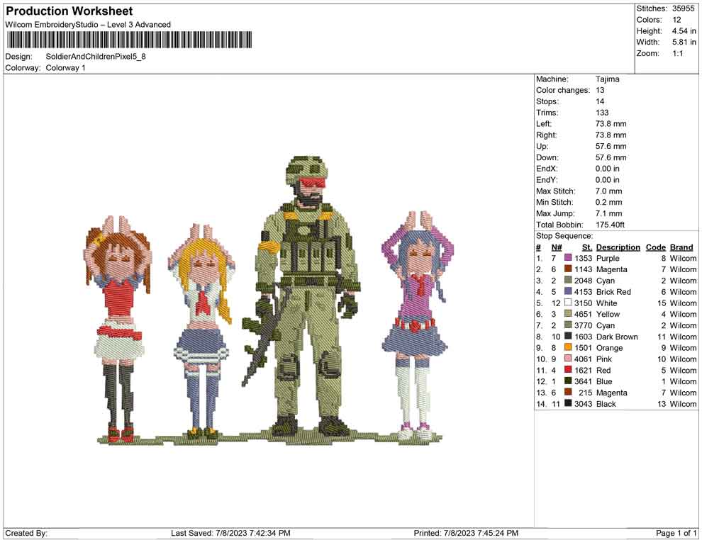 Soldier and children pixellete