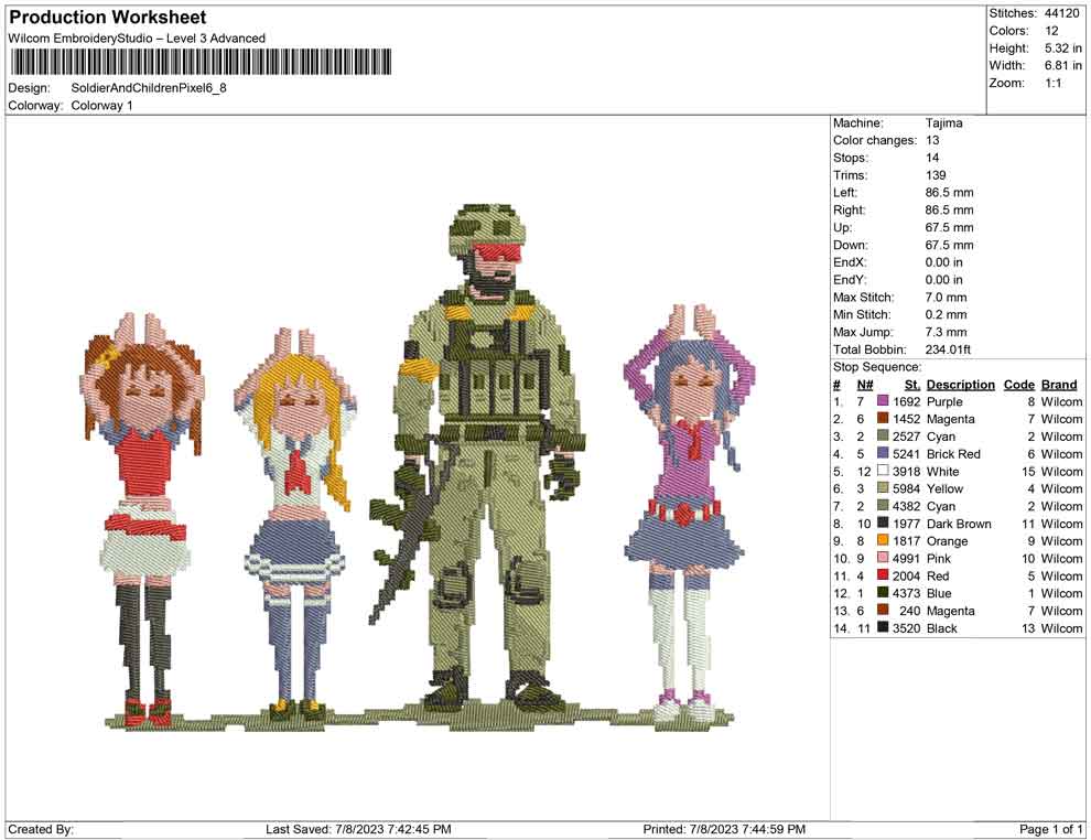 Soldier and children pixellete