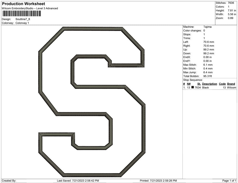 S letter outline
