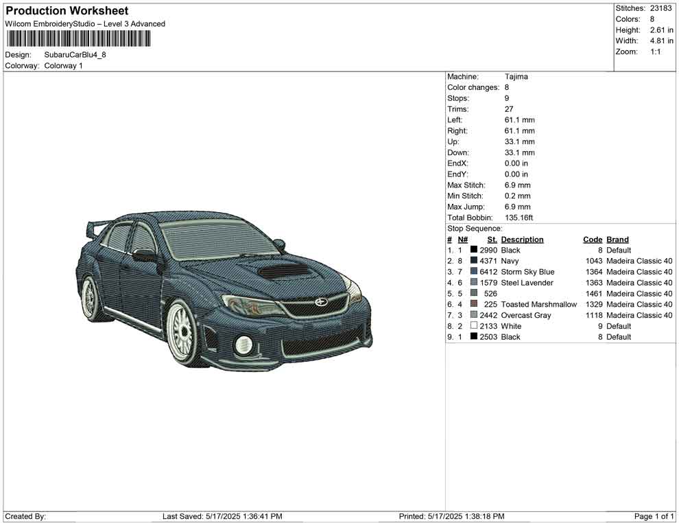 Subaru Car Blu