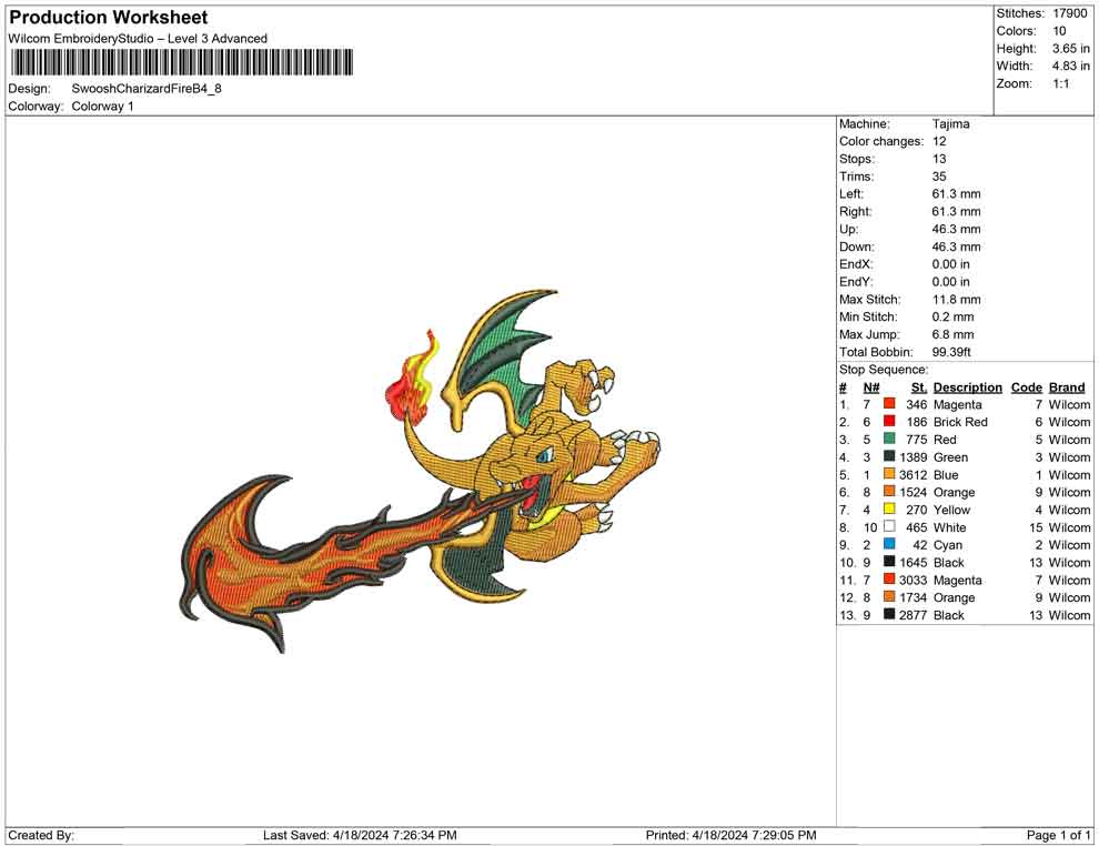 Swoosh Charizard Fire B
