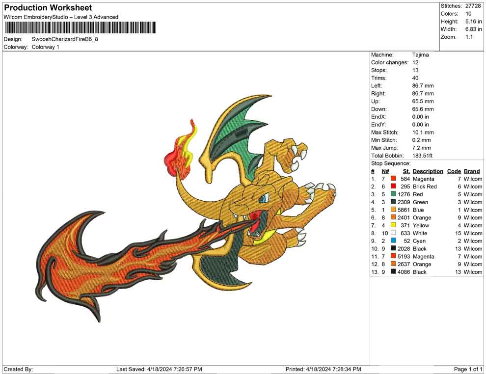 Swoosh Charizard Fire B