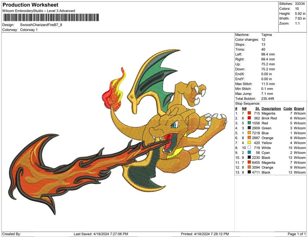 Swoosh Charizard Fire B
