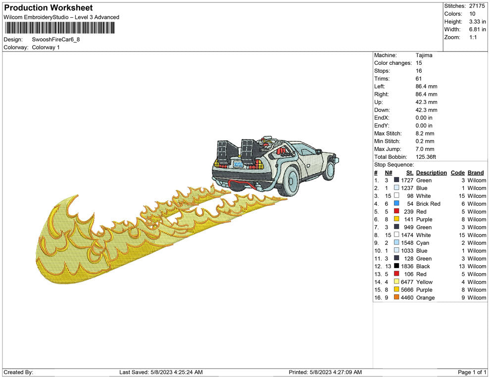 Swoosh Fire Car