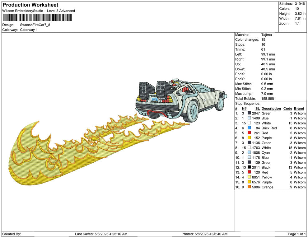 Swoosh Fire Car