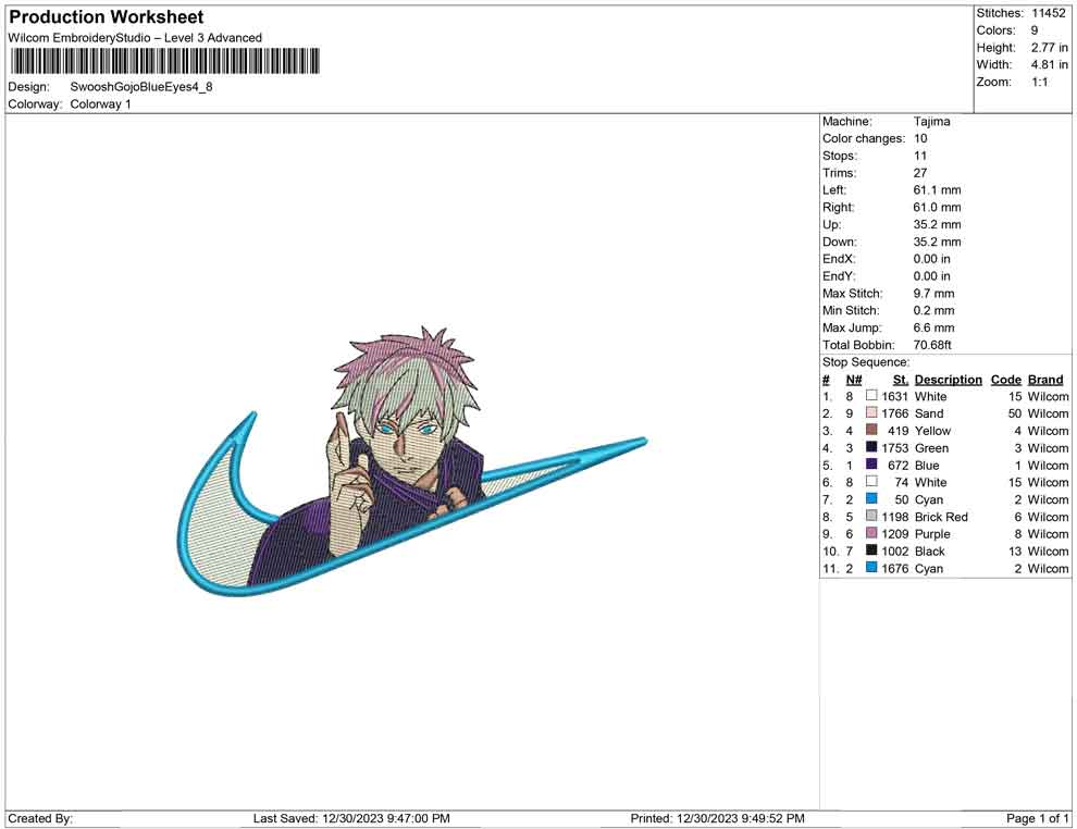 Swoosh Gojo blue eyes
