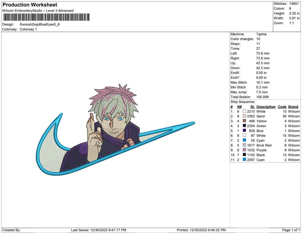 Swoosh Gojo blue eyes