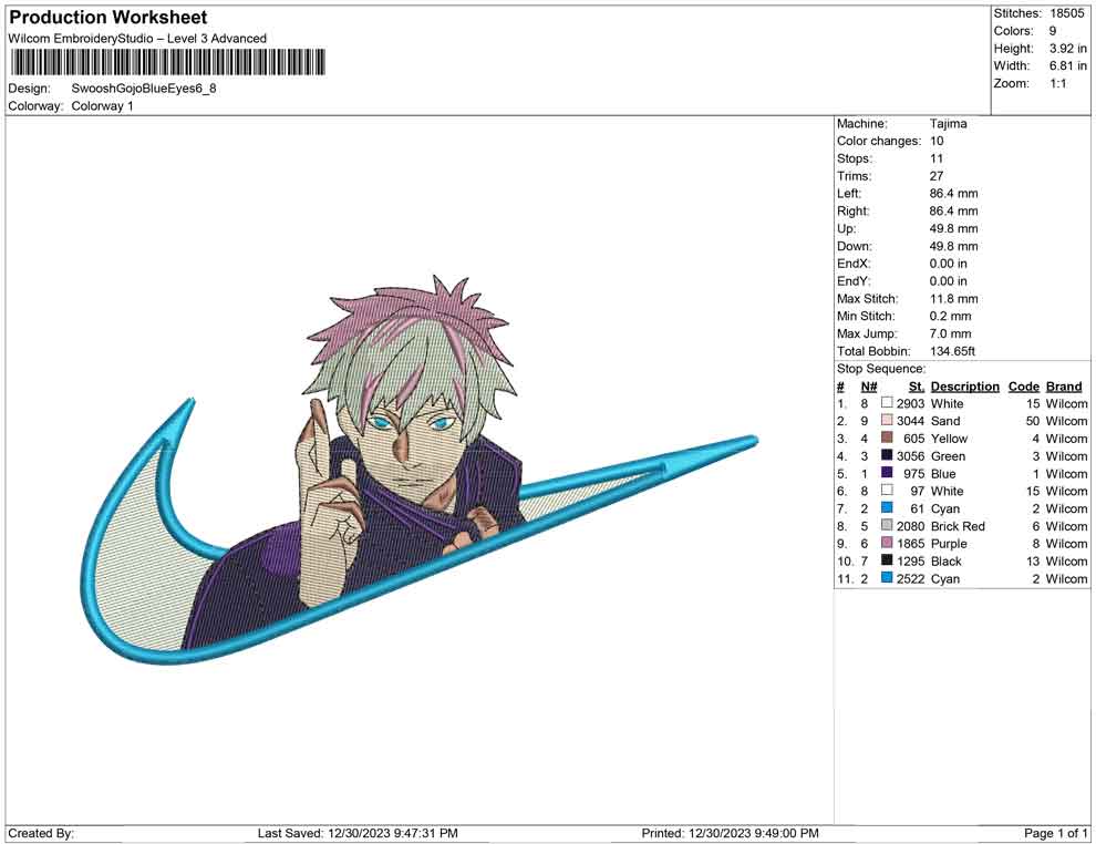 Swoosh Gojo blue eyes
