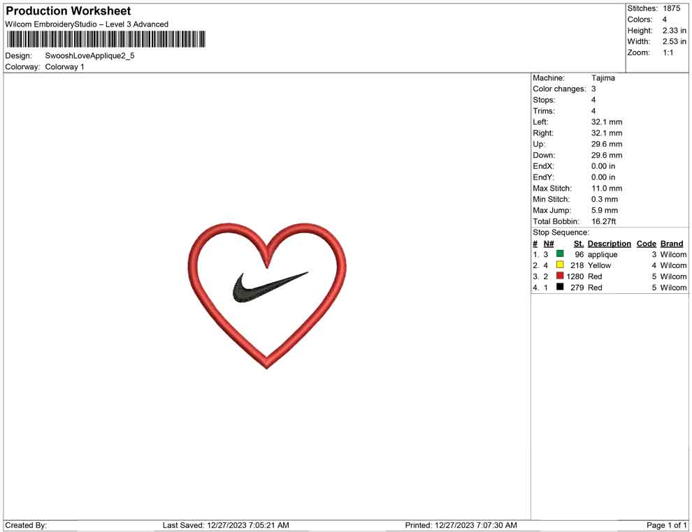 Swoosh Love Applique