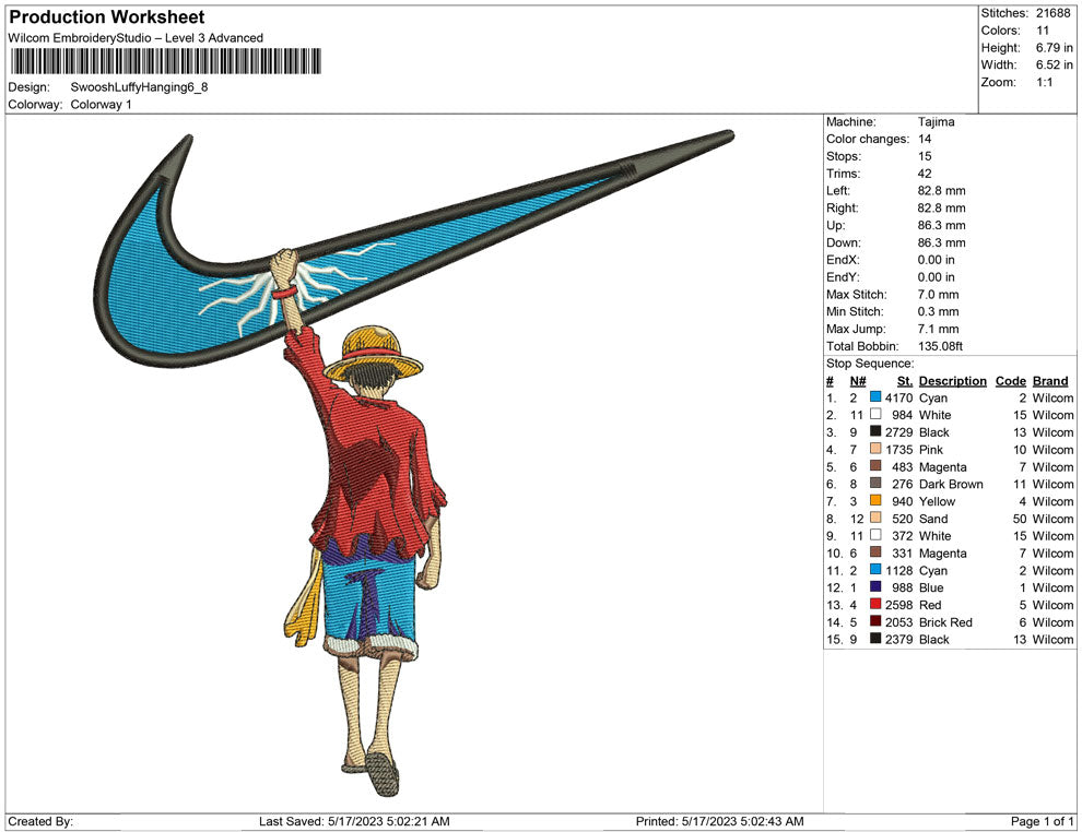 Swoosh Luffy Hanging