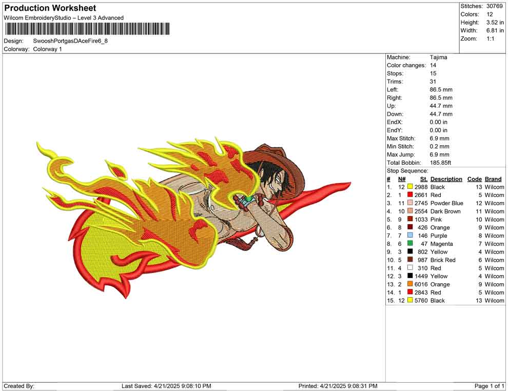 Swoosh Portgas D Ace Fire