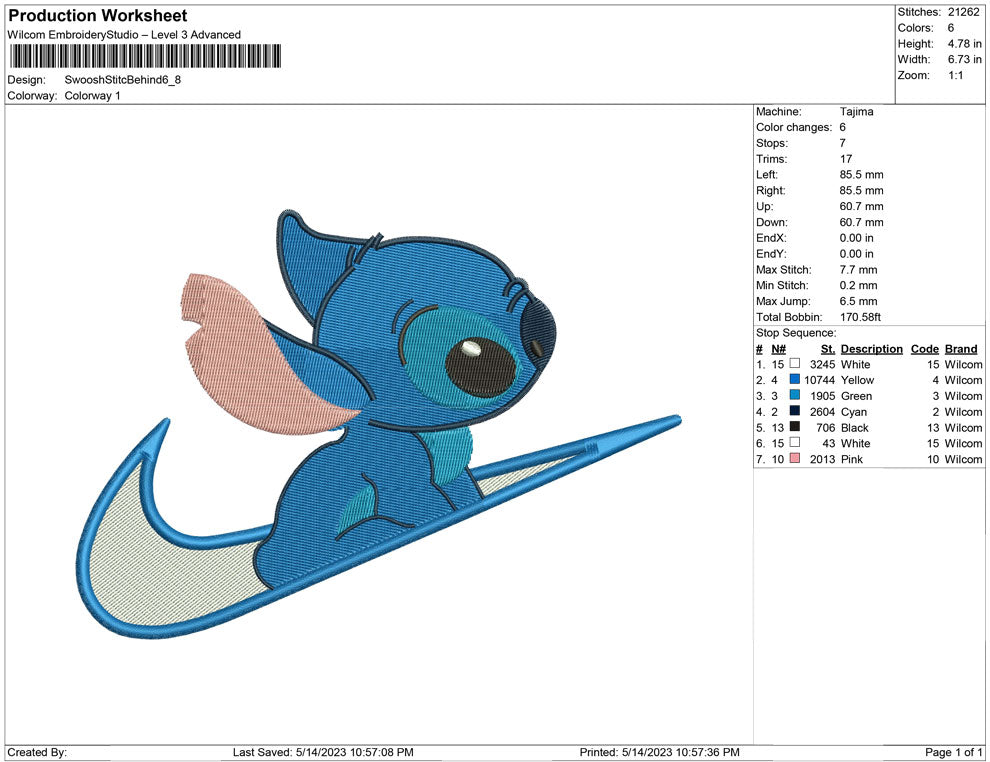Swoosh Stitch Behind