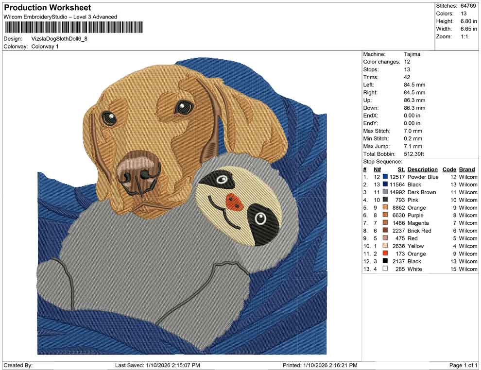 Vizsla Dog Sloth Doll