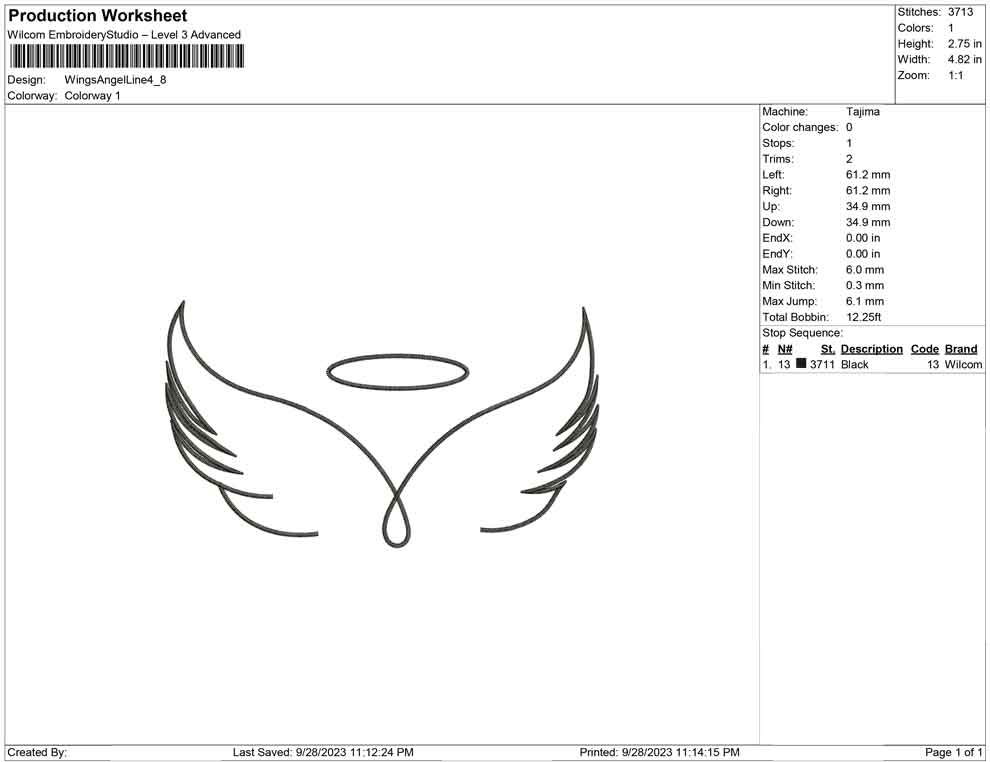 Wings angel line art