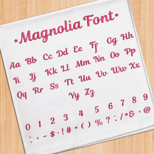 Magnolia embroidey font
