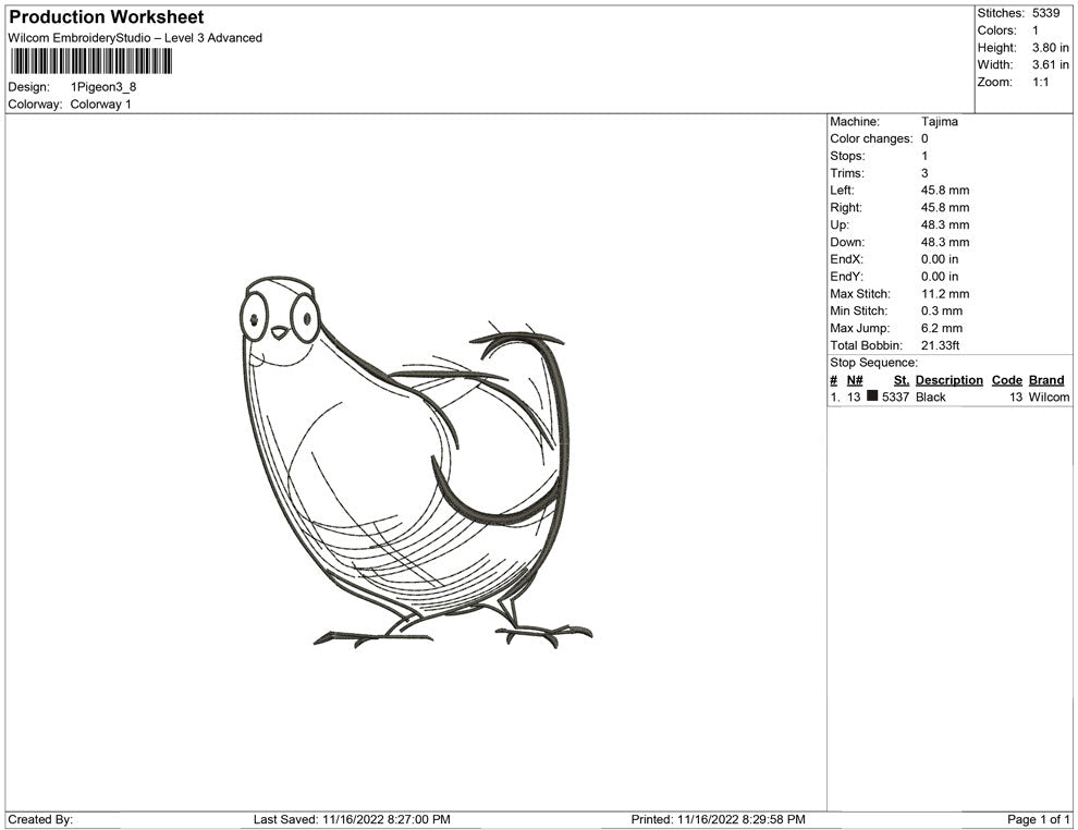 1 Pigeon Line Art