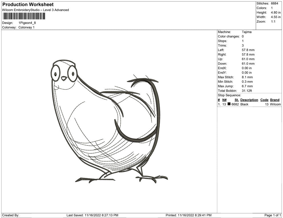 1 Pigeon Line Art