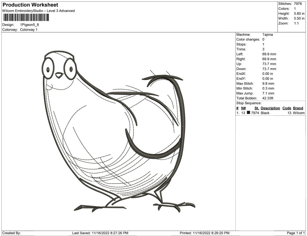 1 Pigeon Line Art