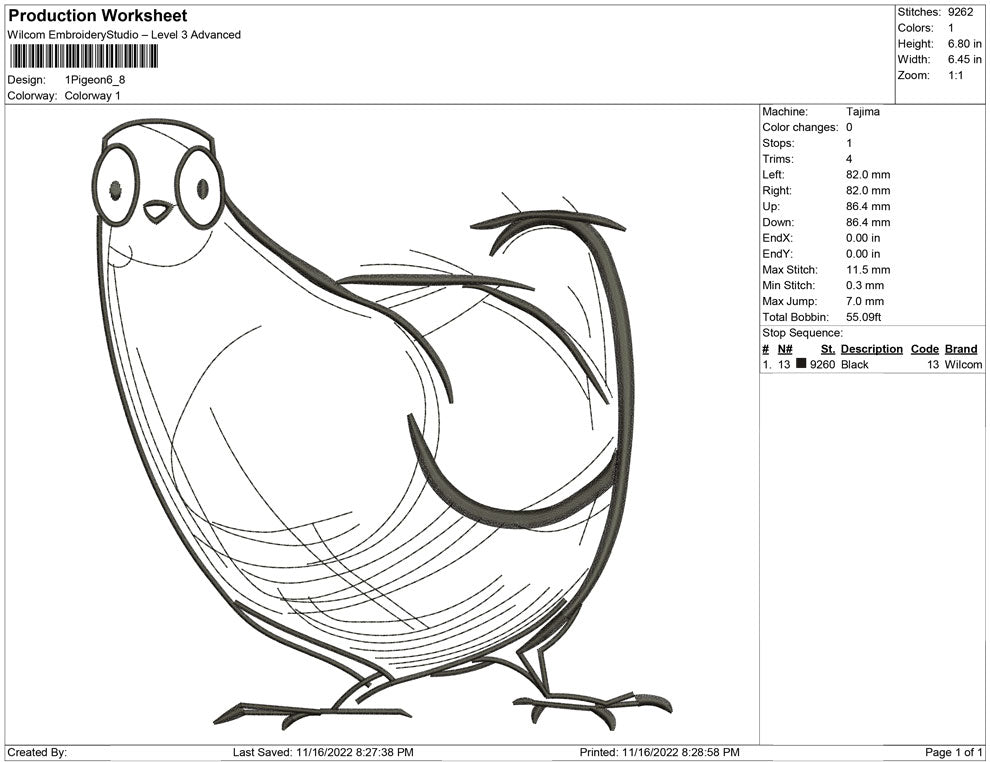 1 Pigeon Line Art