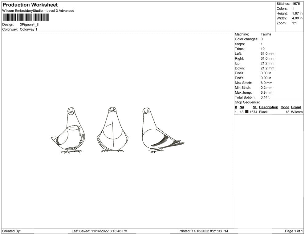 3 Pigeon Line Art