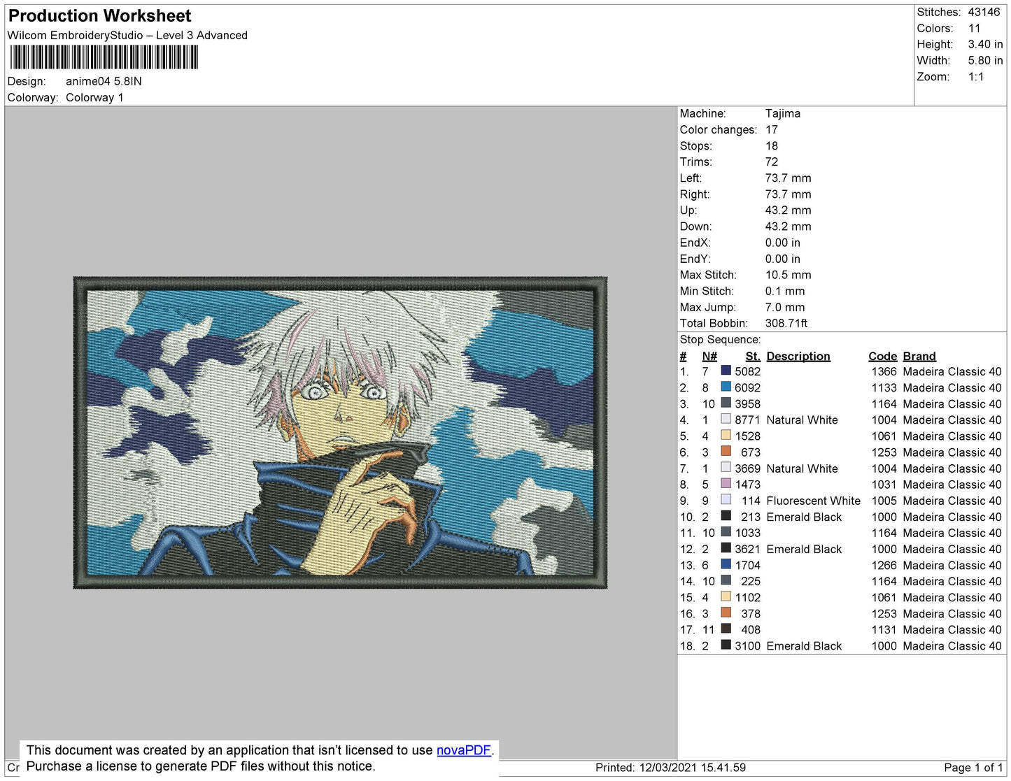 Anime 03 Rectangle Embroidery 4 size