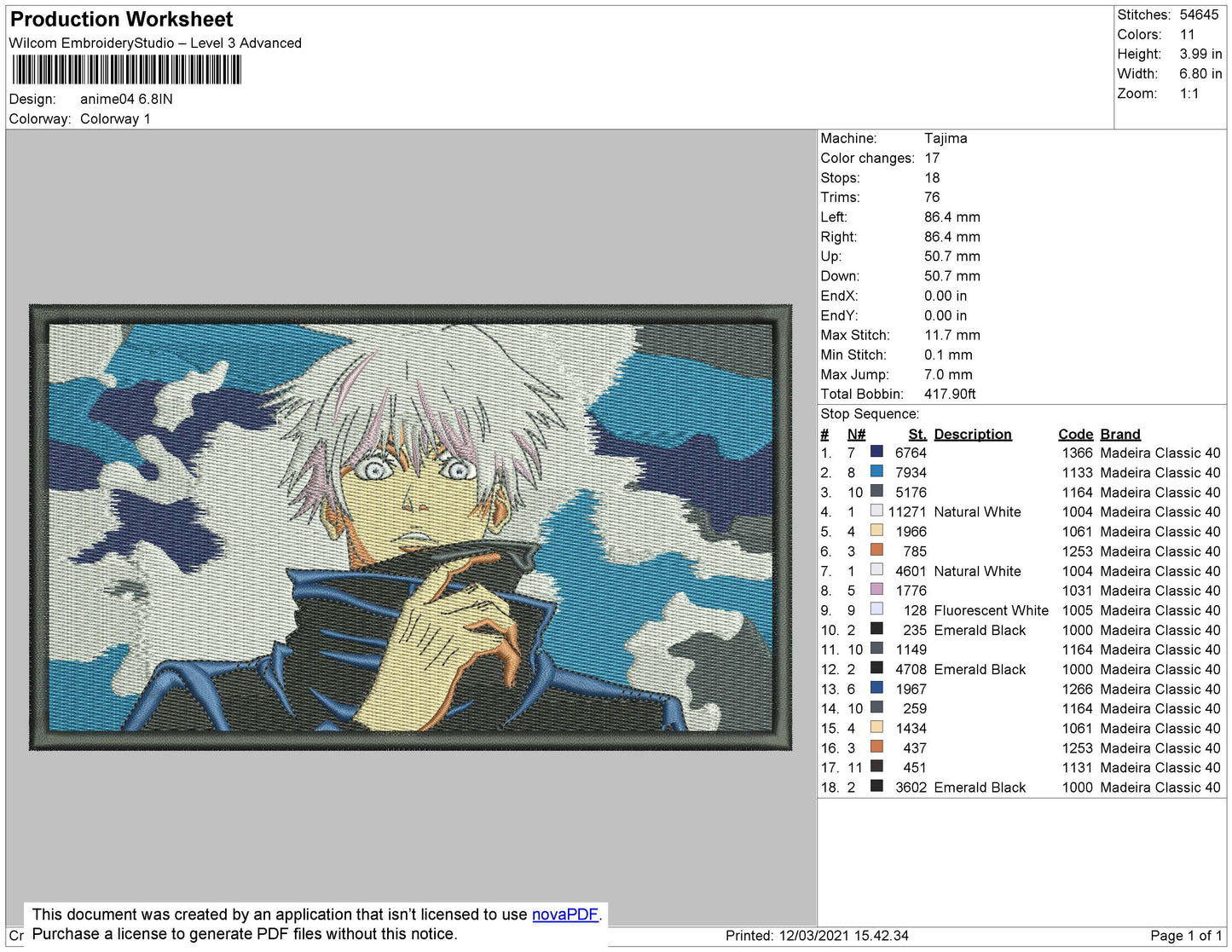 Anime 03 Rectangle Embroidery 4 size