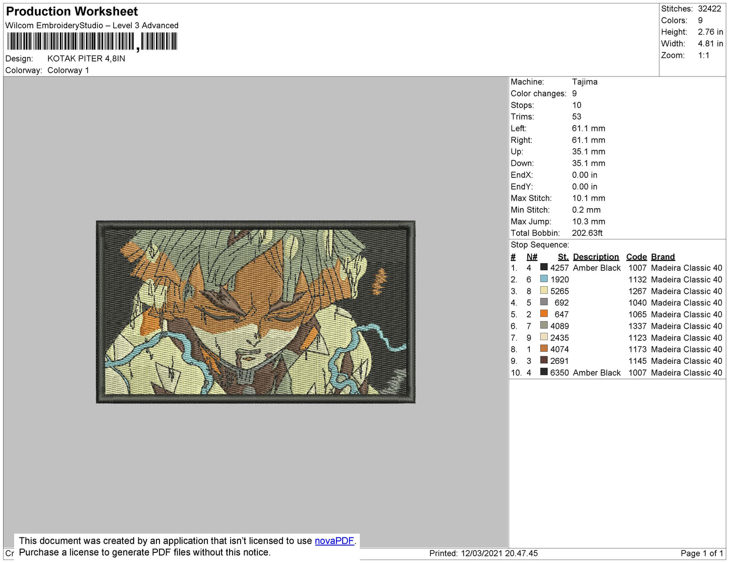 Anime 04 Rectangle Embroidery File 4 size